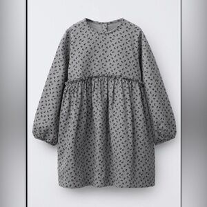 Zara Gray Floral Long Sleeve Dress